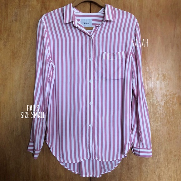 Rails Pink and White Striped Button Down Shirt - Picture 3 of 7